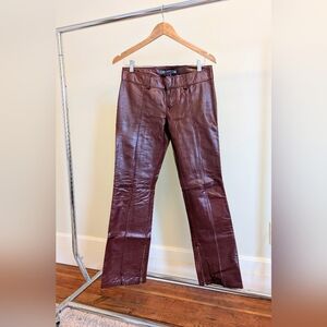 Y2K Burgundy Leather Pants
